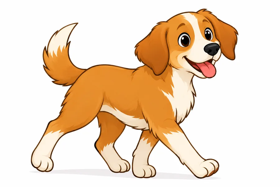 Tekening van een wandelende hond