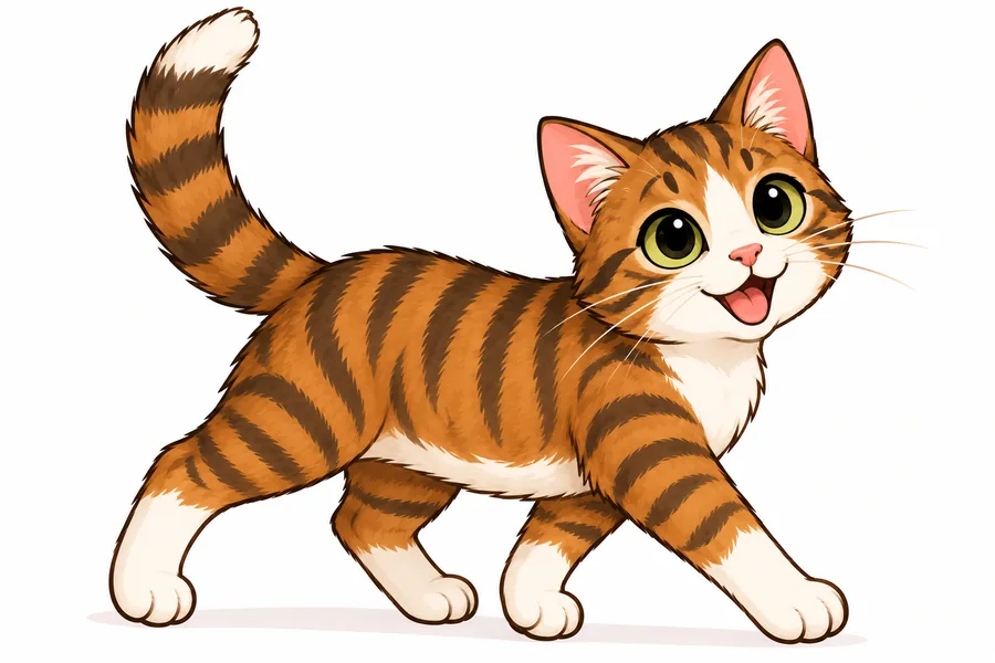 Tekening van een wandelende kat